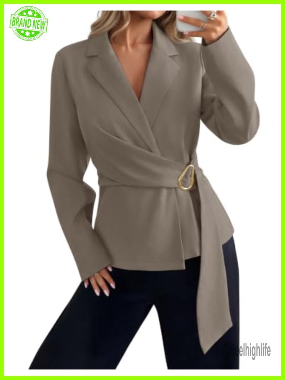 Wrap V Neck Blazer Long Sleeve Business Casual Suit Jacket